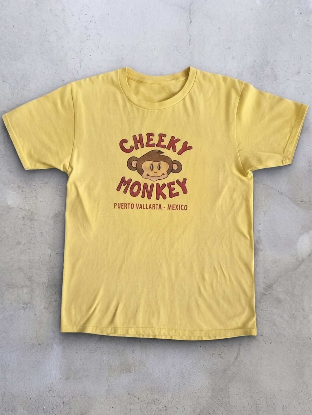 Vintage Cute Monkey Graphic Tee -
"Cheeky Monkey" Yellow Retro T-Shirt (Gildan)